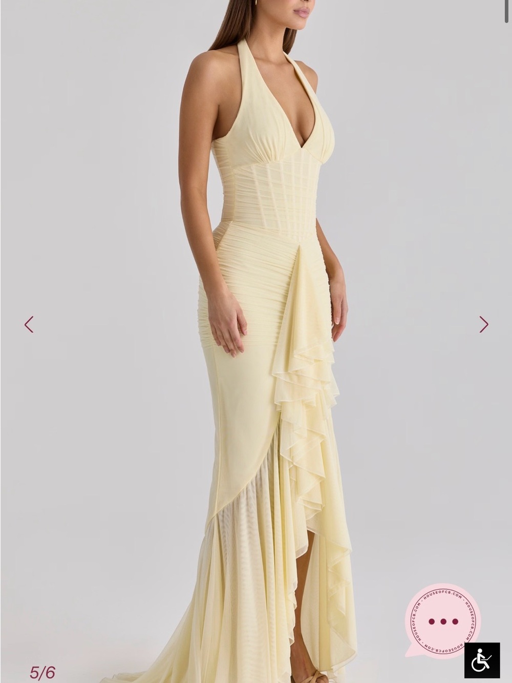 House of CB Carmine - Lemon Mesh Silhouette Dress